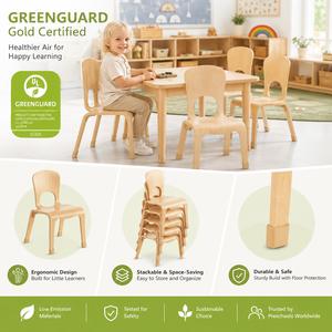 Set Tavolo e Sedie Montessori per Bambini, Arredamento in Legno per Aula, Asilo, Scuola Materna e Centro di Apprendimento - Product Image 2