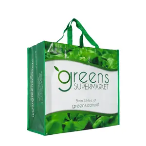 Top Verkoop Herbruikbare Supermarkt Niet-Geweven Tas Custom Logo Eco Gerecycled Rpet Boodschappentas Pp Geweven Gelamineerd Draagtas