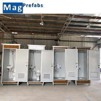 Salle de bain mobile, douche portable, montage facile et rapide, toilettes portables, panneau sandwich Mag Mall, conception de modèle 3D, blanc bleu