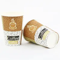 Gobelets à café jetables en papier à paroi simple de 10 oz, écologiques, avec revêtement PE, avec couvercles imprimés personnalisés, marque FABAILONG, origine Anhui