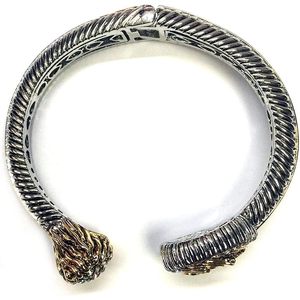 TJ Magic 7mm Two-Tone Cable Twist Wire Rhodium Plated <b>Cubic</b> <b>Zirconia</b> Crystal Hinged <b>Bracelet</b> Fashionable Pave Hinged Bangles - Product Image 2