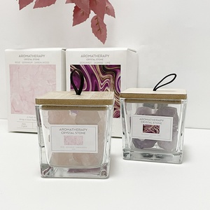 Olio essenziale all'ingrosso deodorante per ambienti di cristallo di pietra diffusore di aromaterapia pietre e cristalli per la casa In vaso di vetro quadrato - Product Image 1