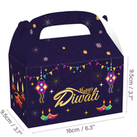 Joyeux Diwali Deepavali Festival des Lumières Fournitures de Fête Thème Rangoli Diya Petit Coffret Cadeau en Papier pour Desserts Bonbons Dauphin Étoile
