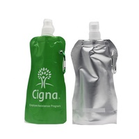 Pochette d'eau pliable personnalisable avec logo, avec bouchon verseur de qualité alimentaire, 500 ml, sac réutilisable anti-fuite pour jus et aliments visqueux