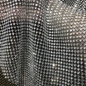 Haute Couture кристалл горный хрусталь сетка блестящие на заказ квадратные бриллианты горный хрусталь сетчатая ткань - Product Image 2