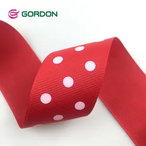 Gordon Ribbons Ruban gros-grain rouge personnalisé imprimé à pois blancs pour la fabrication de nœuds Emballage cadeau