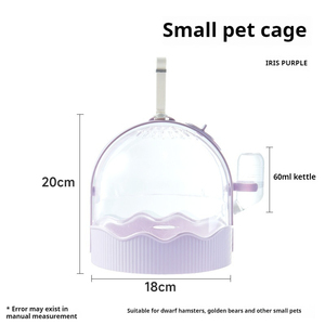 Pembawa hewan kecil portabel dengan botol air kandang <span class=keywords><strong>Hamster</strong></span> Mouse kotak perjalanan pola Solid jenis penutup bernapas untuk hewan peliharaan