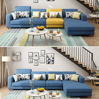 Canapé d'Angle Moderne et Épuré de Style Nordique avec Cadre en Bois Massif, Ensemble en Forme de L pour Salon