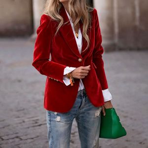 سترة نسائية أنيقة ضيقة للربيع مقاس <span class=keywords><strong>S</strong></span>-2XL بزر واحد للإغلاق، نمط محبوك صلب اللون - Product Image 3