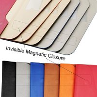 Carpeta de archivos A4 de cuero PU, portadocumentos, estuche impermeable para Portafolio, cierre magnético, carpeta de sobre de cuero negro para negocios