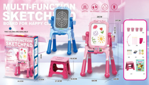 Juguete Educativo para Niños, Pizarra Vertical 4 en 1 con Silla, Mesa de Baloncesto para Niños, Rompecabezas, Dibujo Artístico - Product Image 4