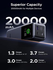 Ugreast nexode 20000mAh 130W PD ชาร์จเร็<span class=keywords><strong>ว</strong></span>3พอร์ต USB-C <span class=keywords><strong>พา</strong></span><span class=keywords><strong>ว</strong></span><span class=keywords><strong>เวอร์</strong></span><span class=keywords><strong>แบงค์</strong></span>และที่ชาร์จแบบพกพาสำหรับ macbook/ipad/ipone/S24 - Product Image 3