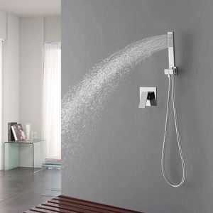 59-1 Brass in Wall Concealed <b>Shower</b> Set with One Function Sliding Rod Square Handheld Rainforest <b>Shower</b> - Product Image 2
