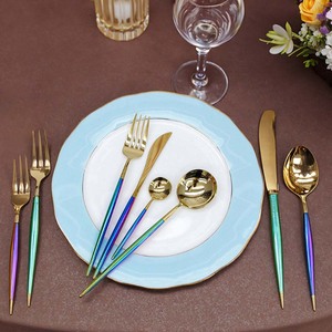 Nhiệm Vụ Nặng Nề Bền Vững Sang Trọng Thép Không Gỉ Nhà Hàng <span class=keywords><strong>Flatware</strong></span> Hồng Bạc Vàng Dao Kéo Đặt Đám Cưới Dao Trà Bữa Ăn Tối Thìa - Product Image 3