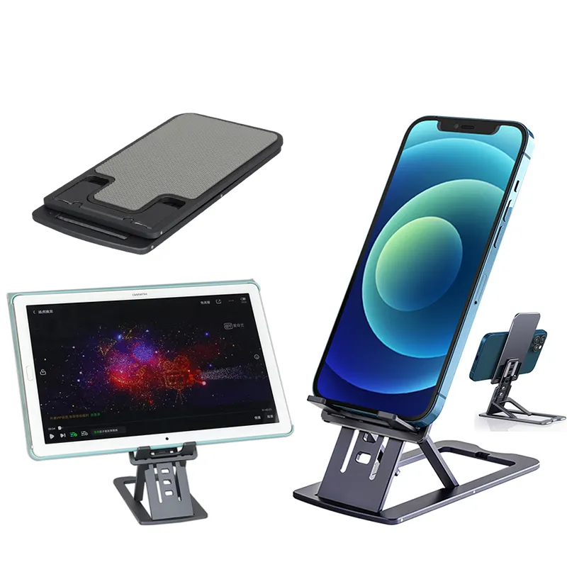 Lazy Portable Table Mobile Phone Holder Desktop Fold Aluminum Alloy Card Adjustable Cell Phone Stand TC04