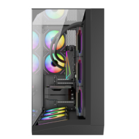 Hot Selling Black Gaming Computer Case Three Sides Tempered Glass Case PC Mid Tower Computer Case OEM