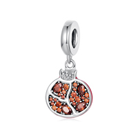 Breloque Grenade Plaqué Argent avec Strass en Cristal Rouge, Design Classique Fruité, Bijou Unisexe, Cadeau