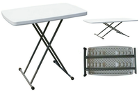 Table d'appoint pliable compacte JDZZ-79 avec cadre en aluminium, plateau blanc imperméable et pieds gris