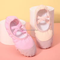 Chaussons de ballet à semelle souple bon marché d'usine chaussures de danse sans cordon de serrage pour enfants filles