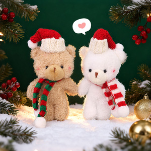 Lindo Oso de Peluche Navideño con Bufanda, Llavero de Peluche de Algodón PP, Mini Muñeco de Peluche, Regalos Navideños para Mujeres - Product Image 2