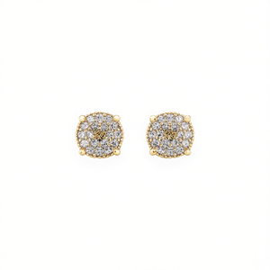 Orecchini a lobo E1762 in oro bianco con diamanti, montatura pavé, taglio rotondo brillante, gioielli classici geometrici da donna - Product Image 1