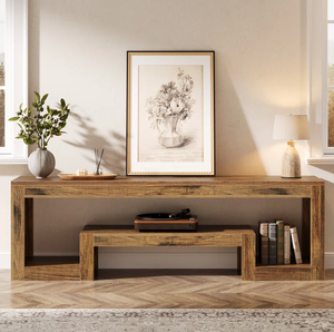 Meuble TV de style ferme vintage en bois de 63 pouces, meuble multimédia <span class=keywords><strong>moderne</strong></span>, étagères de rangement, <span class=keywords><strong>table</strong></span> console - Product Image 2