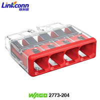 Bloc de jonction à 4 broches Connexion rapide 450V 32A Wagos 2773-404 Connecteur PUSH WIRE Conducteur Convient aux fils monobrin 2,5 mm