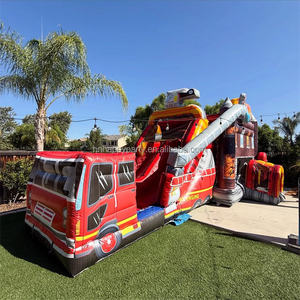 Château plein d'entrain commercial gonflable de videur de camion de pompiers pour des locations de partie d'enfants Parfait pour des locations de partie et des sociétés d'événement. - Product Image 1