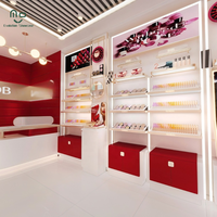 Comptoir de magasin de cosmétiques en contreplaqué de haute qualité, tables de présentation pour magasin de maquillage, armoires, présentoir à rouges à lèvres, kiosque, éclairage LED pour centre commercial