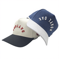 Casquette de baseball personnalisée pour homme, style 5 panneaux, cadre A, snapback, coton, deux tons, logo brodé 3D, fabrication sur mesure