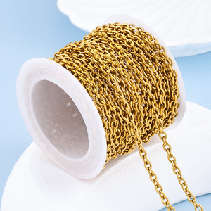 Cadena de Eslabones Ovalados de Acero Inoxidable Chapada en Oro de 18k, Accesorios Libres de Níquel para Joyería Permanente, Fabricación de Collares y <span class=keywords><strong>Pulseras</strong></span> DIY - Product Image 2