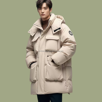 Manteau d'hiver long à capuche surdimensionné en duvet de canard blanc à 90 % pour homme, personnalisé ODM/OEM, pour blouson matelassé, par un fournisseur d'usine de créateurs