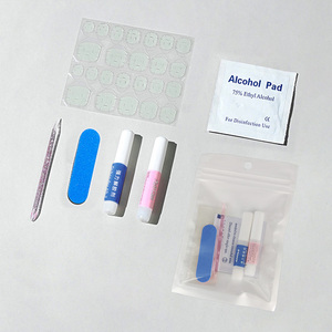 Kits de 6 faux ongles à presser, comprenant lime à ongles, repousse-cuticules, colle <span class=keywords><strong>gel</strong></span>ée, coton imbibé d'alcool, dissolvant de vernis à ongles / Parfait pour les faux ongles faits main - Product Image 1