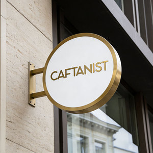 Insegna Pubblicitaria Rotonda in Metallo Personalizzata per Esterni, da Appendere, per Ingresso Negozio, Logo e Nome, Montaggio a Parete - Product Image 1