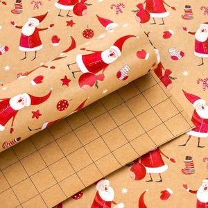 Kraft Christmas Wrapping <b>Paper</b> Santa <b>Pattern</b> 17 In X 33 Ft Recyclable Gift Packaging <b>Paper</b> - Product Image 1