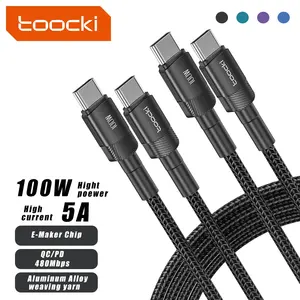 Toocki 100W 5 A Emark USB C PD Cable Fast Charging PD Cable 100W Type C To C 5A PP Braided Data Cable 1m/2m/3m