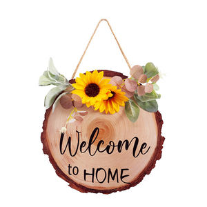 लकड़ी के संकेत घर सजावट लकड़ी के शिल्प दीवार पर लगाए गए स्वागत संकेत देश शैली के आउटडोर फांसी के संकेत चल दीवार कला सजावट - Product Image 2