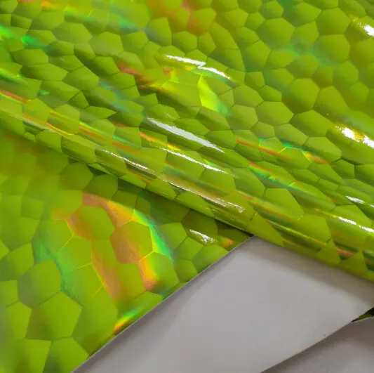 Moda Espelho Peixe Escala Padrão PU Faux Couro Artificial Padrão Animal ilusão Water Cube Laser Wallpaper para bagagem