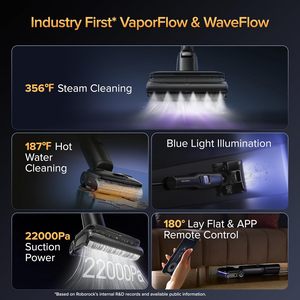<span class=keywords><strong>Meilleur</strong></span> <span class=keywords><strong>aspirateur</strong></span> vapeur humide et sec Roborock 356 ° Nettoyeur vapeur F Steam Mop tout-en-un pour sols, lumière bleue 180 °   Roues d'assistance AI Lay-Flat - Product Image 2
