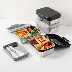 กล่องข้าวเด็กนักเรียนคุณภาพสูง พิมพ์โลโก้ได้ กล่องเบนโตะสแตนเลสแบบใช้ซ้ำได้ ป้องกันการรั่วซึม สำหรับเด็กนักเรียน - Product Image 3