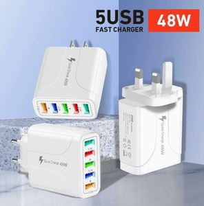 48W 5-Port USB Desktop Charger 5.1A Multi-Port Charging Station with US/UK/<b>EU</b> <b>Plugs</b> for Smartphones Tablets and More - Product Image 3