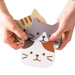 Cute Cartoon Cat Table Coaster – Ceramic Heat-Resistant Mat for Cups & Mugs, Modern Kitchen Coffee Drink Mat - Product Image 1