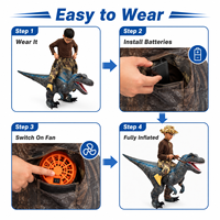 Costume gonflable de Velociraptor, tenue de dinosaure portable, taille 1,2 m, durable, pour festivals et défilés en extérieur, facile à utiliser