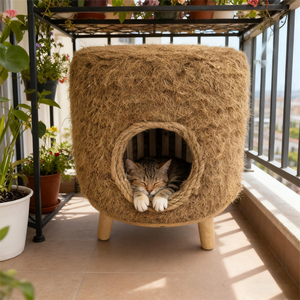 Casa para Gatos de Madera LM, Cama Elevada para Gatos, Cama Pequeña Hecha a Mano para Gatos, <span class=keywords><strong>Cueva</strong></span>, Muebles Cómodos para Mascotas, Casa Natural para Mascotas - Product Image 6
