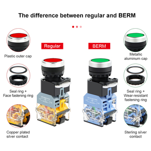 22mm với công tắc nút ánh sáng tự khóa tự đặt lại 1No 1Nc Đầu phẳng la38 công tắc nút nhấn với ánh sáng - Product Image 3