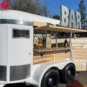 便宜的花拖车旧货马盒食品车热狗食品车汉堡车移动酒吧咖啡车马食品拖车