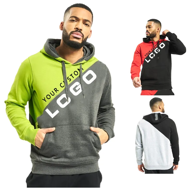 Custom Design Heavyweight High Quality Pullover Hoodie Cotton Oversized Hoodies Fleece Two Tone Men's Hoodies