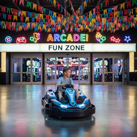 Nouveau parc d'aventure intérieur pour enfants : Manège interactif de voitures tamponneuses et expérience de karting de combat par projection interactive, avec éléments de jeu souples