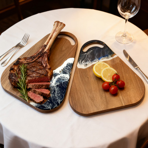 Planche à découper personnalisée en bois d'acacia et résine époxy avec poignée planche à charcuterie en bois et résine <span class=keywords><strong>plateau</strong></span> <span class=keywords><strong>de</strong></span> viande pour le <span class=keywords><strong>petit</strong></span> <span class=keywords><strong>déjeuner</strong></span> - Product Image 2