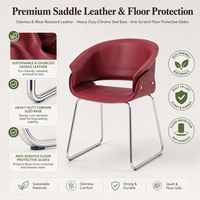 Chaise de salle à manger rembourrée avec dossier incurvé et base en métal rouge pour salle à manger et cuisine